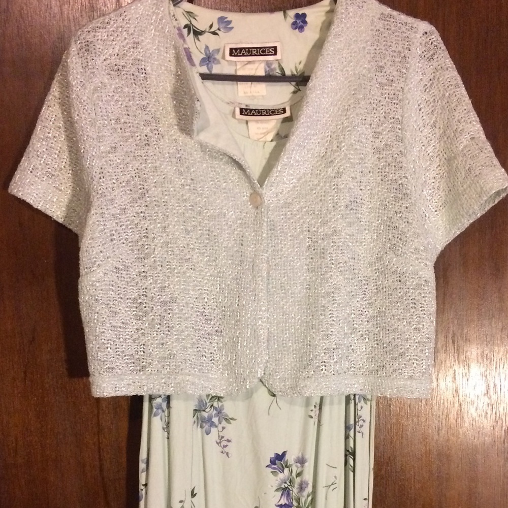 Mint green sleeveless dress with matching jacket